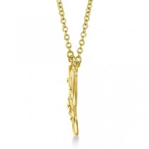 Floral Design Butterfly Pendant Necklace 14 Yellow Gold