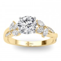 Lab Grown Diamond with Marquise Leaf Engagement Ring 14K Yellow Gold (0.38ct)