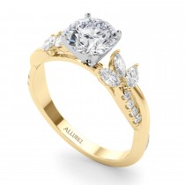 Lab Grown Diamond with Marquise Leaf Engagement Ring 14K Yellow Gold (0.38ct)