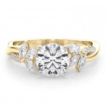 Lab Grown Diamond with Marquise Leaf Engagement Ring 14K Yellow Gold (0.38ct)