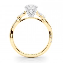 Lab Grown Diamond with Marquise Leaf Engagement Ring 14K Yellow Gold (0.38ct)