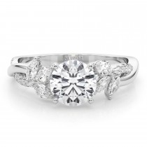 Diamond with Marquise Leaf Engagement Ring 18K White Gold (0.38ct)