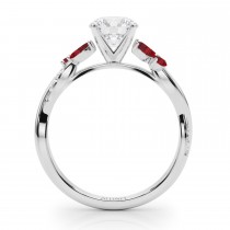 Diamond & Ruby Marquise Leaf Engagement Ring in Platinum (0.38ct)