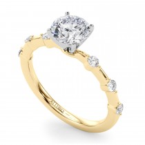 Lab Grown Diamond Accented Scalloped Engagement Ring 14K Yellow Gold (0.20ct)