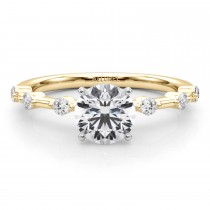 Lab Grown Diamond Accented Scalloped Engagement Ring 14K Yellow Gold (0.20ct)
