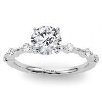 Diamond Accented Scalloped Engagement Ring 18K White Gold (0.20ct)