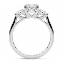 Round Moissanite Pear Lab Diamond Engagement Ring 18K White Gold (2.60ct)