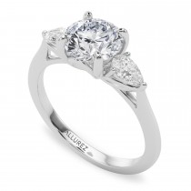 Round Moissanite Pear Lab Diamond Engagement Ring 18K White Gold (2.60ct)