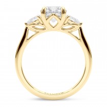 Round Moissanite Pear Lab Diamond Engagement Ring 18K Yellow Gold (2.60ct)