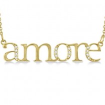 Amore Diamond Pendant Necklace in 14k Yellow Gold (0.08ct)