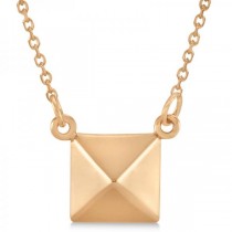 Pyramid Pendant Necklace in Plain Metal 14k Rose Gold