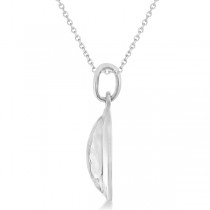 Hammered Disc Circle Pendant Necklace in 14k White Gold
