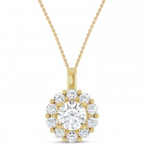 Round Lab Grown Diamond Halo Pendant 14K Yellow Gold (1.00ct)