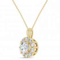 Round Lab Grown Diamond Halo Pendant 14K Yellow Gold (1.00ct)