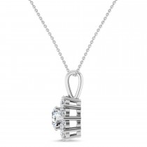Round Lab Grown Diamond Halo Pendant 14K White Gold (1.00ct)