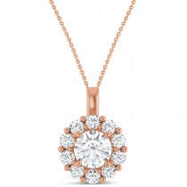 Round Lab Grown Diamond Halo Pendant 14K Rose Gold (1.00ct)