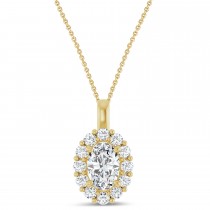 Oval Lab Grown Diamond Halo Pendant 14K Yellow Gold (1.17ct)