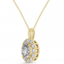 Oval Lab Grown Diamond Halo Pendant 14K Yellow Gold (1.17ct)