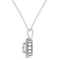Oval Lab Grown Diamond Halo Pendant 14K White Gold (1.17ct)