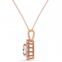 Oval Lab Grown Diamond Halo Pendant 14K Rose Gold (1.17ct)