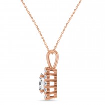 Oval Lab Grown Diamond Halo Pendant 14K Rose Gold (1.17ct)