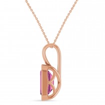 Emerald Cut Pink Tourmaline Bezel Set Pendant Necklace 14K Rose Gold (1.03ct)
