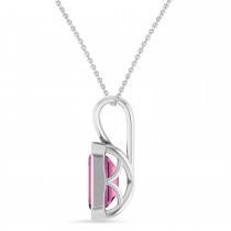 Emerald Cut Pink Tourmaline Bezel Set Pendant Necklace Sterling Silver (1.03ct)