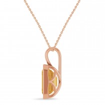 Emerald Cut Citrine Bezel Set Pendant Necklace 14K Rose Gold (3.10ct)