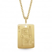Playing Card Pendant Necklace 14K Yellow Gold