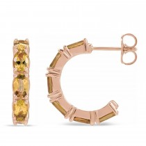 Oval Citrine Hoop Earrings 14K Rose Gold (3.00ct)
