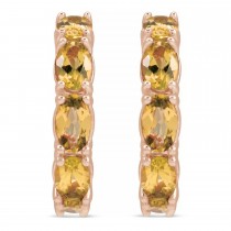 Oval Citrine Hoop Earrings 14K Rose Gold (3.00ct)
