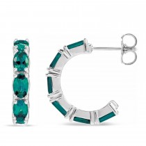 Oval Lab Grown Alexandrite Hoop Earrings in Sterling Silver (2.71ct)