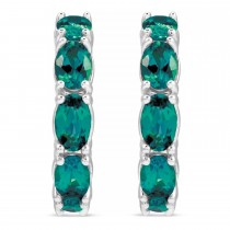 Oval Lab Grown Alexandrite Hoop Earrings in Sterling Silver (2.71ct)