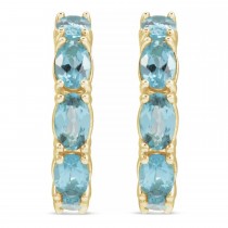 Oval Aquamarine Hoop Earrings 14K Yellow Gold (2.64ct)
