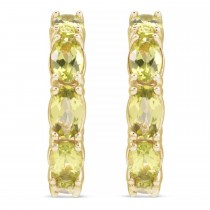 Oval Peridot Hoop Earrings 14K Yellow Gold (3.32ct)