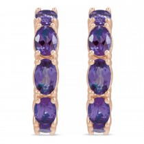 Oval Amethyst Hoop Earrings 14K Rose Gold (2.76ct)