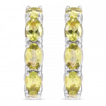 Oval Peridot Hoop Earrings in Sterling Silver (3.32ct)