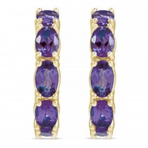 Oval Amethyst Hoop Earrings 14K Yellow Gold (2.76ct)