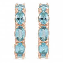 Oval Aquamarine Hoop Earrings 14K Rose Gold (2.64ct)