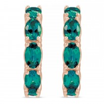 Oval Lab Grown Alexandrite Hoop Earrings 14K Rose Gold (2.71ct)