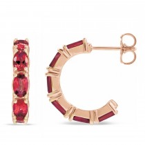 Oval Ruby Hoop Earrings 14K Rose Gold (3.92ct)