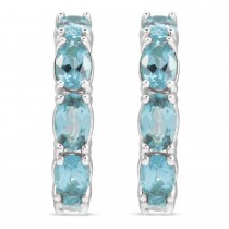Oval Aquamarine Hoop Earrings in Sterling Silver (2.64ct)