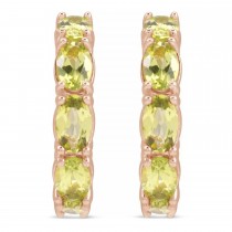 Oval Peridot Hoop Earrings 14K Rose Gold (3.32ct)