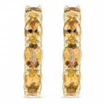 Oval Citrine Hoop Earrings 14K Yellow Gold (3.00ct)