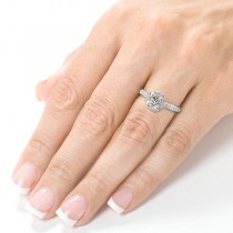 Round Halo Diamond Engagement Ring High Mount 14K White Gold (1.50ct)