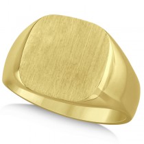 Men's Square Engraved Monogram Signet Ring 14k Yellow Gold