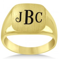 Men's Square Engraved Monogram Signet Ring 14k Yellow Gold
