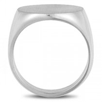 Men's Signet Ring, Round Shaped, Engravable in Solid 14k White Gold