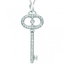 Diamond Accents Key Pendant Necklace in Sterling Silver (0.20ct)