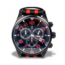 Allurez Carbon Fiber Dial Leather & Canvas Sports Chronograph Watch